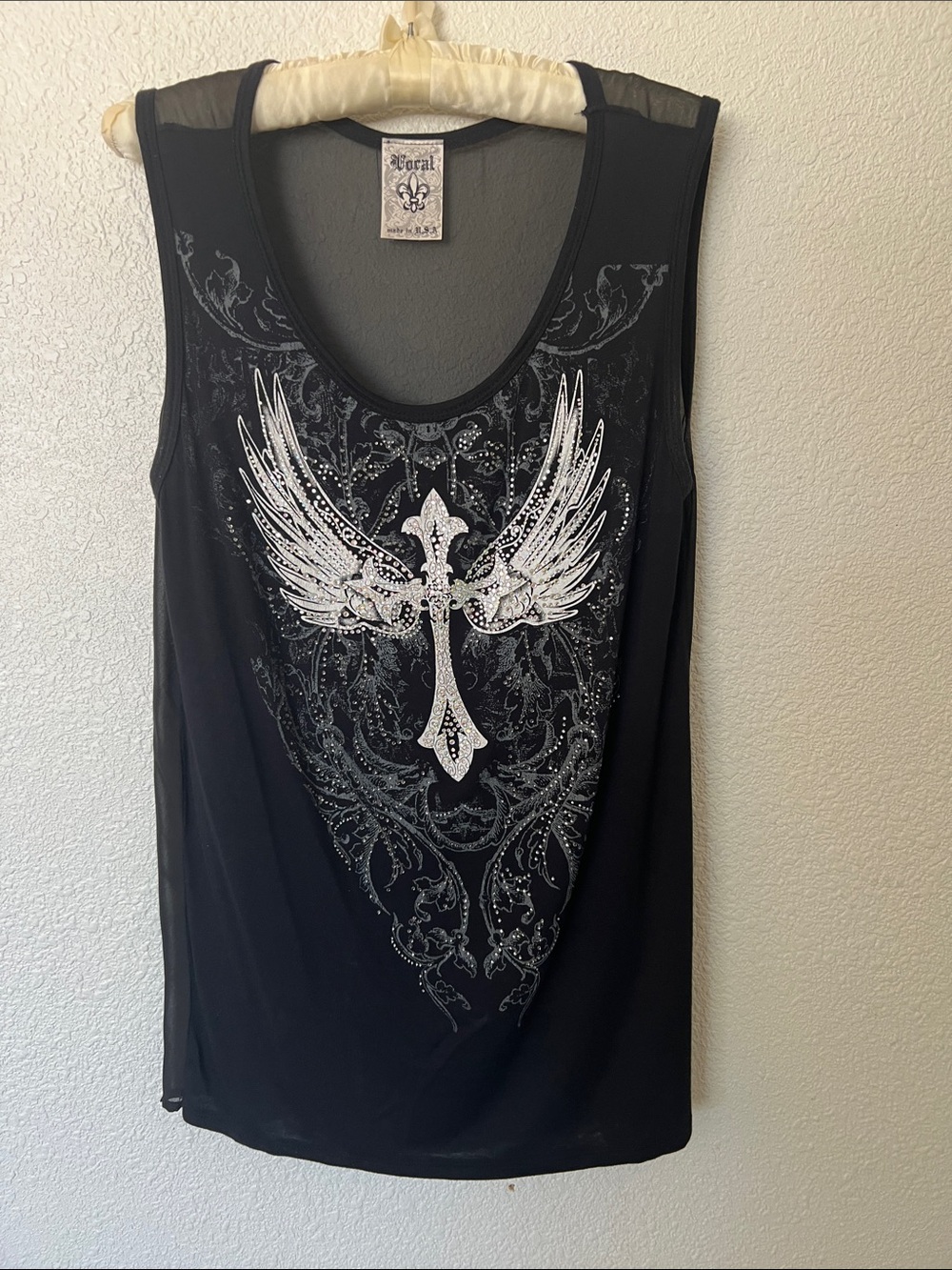 Vocal-Blk w/ White Winged Cross Graphic Medium